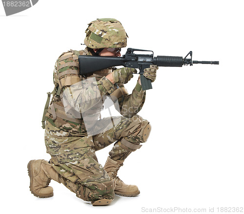 Image of Modern soldier with rifle