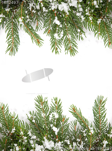 Image of Christmas framework with snow isolated on white background