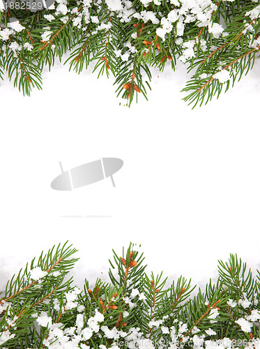 Image of Christmas framework with snow isolated on white background
