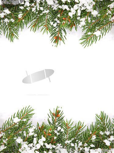 Image of Christmas framework with snow isolated on white background