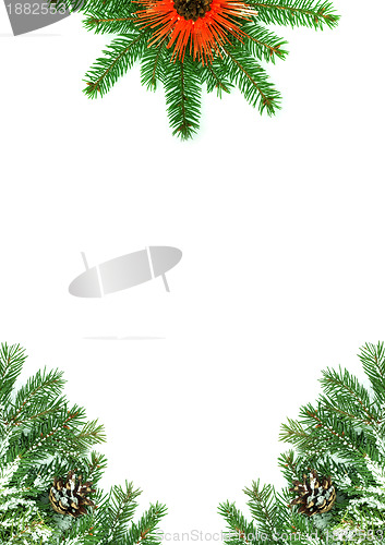 Image of Christmas framework with snow and cones