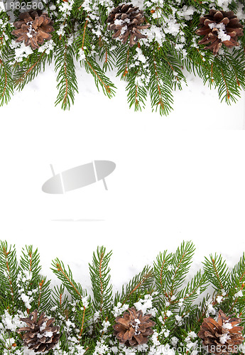Image of Christmas framework with snow and cones