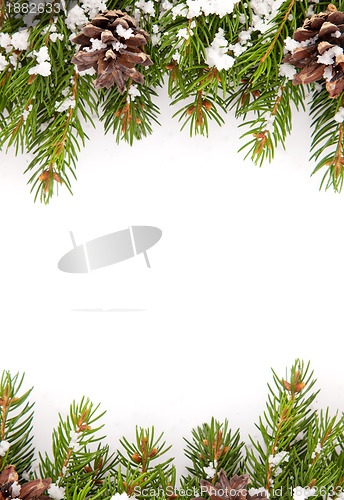 Image of Christmas framework with snow and cones