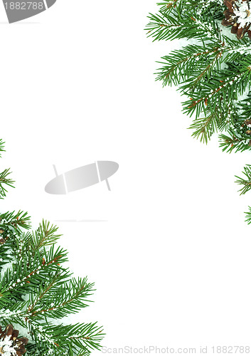 Image of Christmas framework with snow and cones