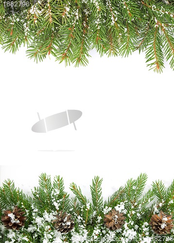 Image of Christmas framework with snow and cones