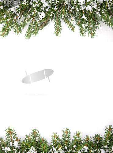Image of Christmas framework with snow isolated on white background