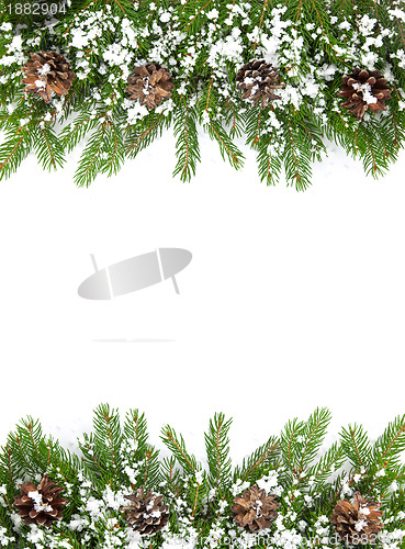 Image of Christmas framework with snow and cones