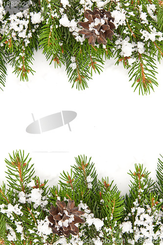 Image of Christmas framework with snow and cones