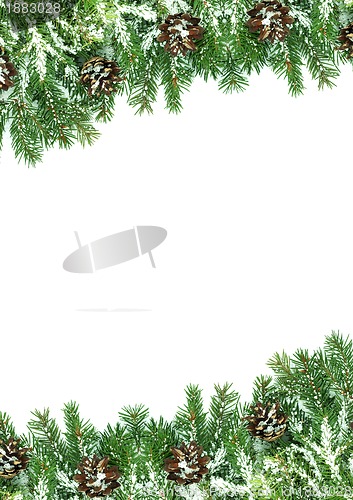 Image of Christmas framework with snow isolated on white background
