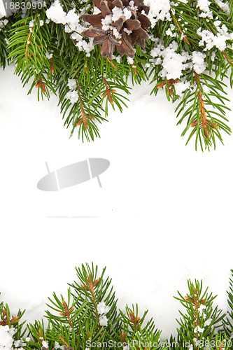 Image of Christmas framework with snow and cones