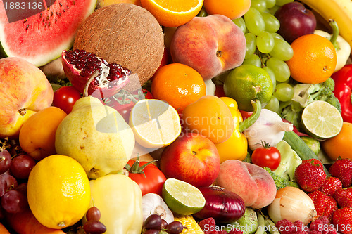 Image of Huge group of fresh vegetables and fruits