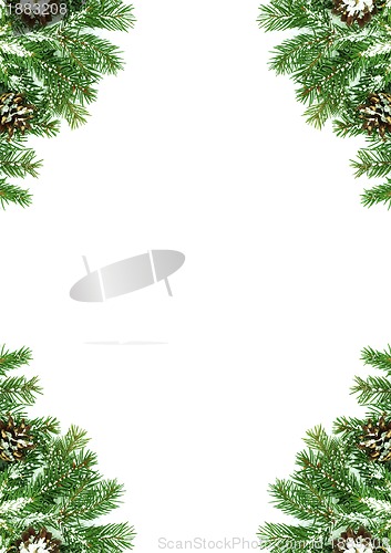 Image of Christmas framework with snow and cones