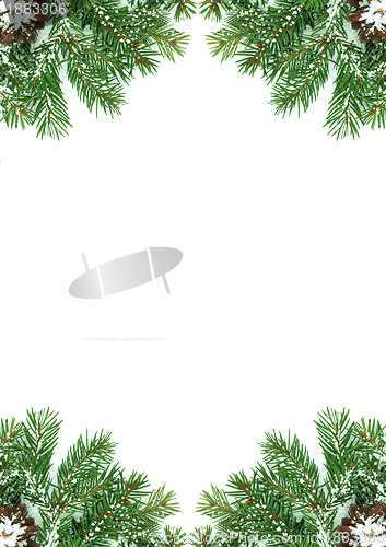 Image of Christmas framework with snow and cones