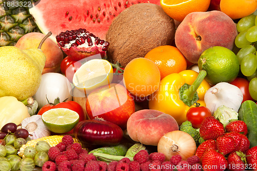 Image of Huge group of fresh vegetables and fruits