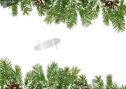 Image of Christmas framework with snow and cones