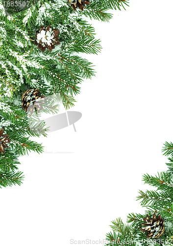 Image of Christmas framework with snow and cones