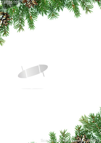 Image of Christmas framework with snow isolated on white background