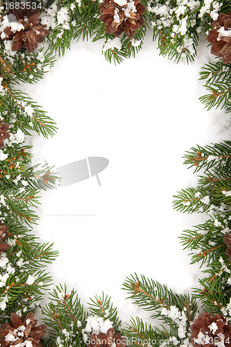 Image of Christmas framework with snow and cones