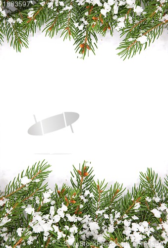 Image of Christmas framework with snow isolated on white background
