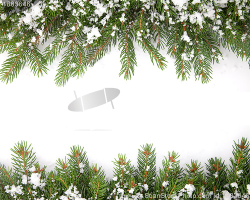 Image of Christmas framework with snow isolated on white background