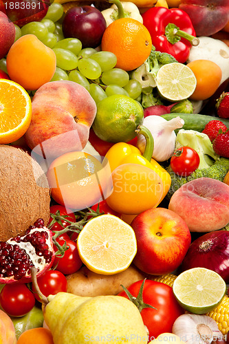 Image of Huge group of fresh vegetables and fruits