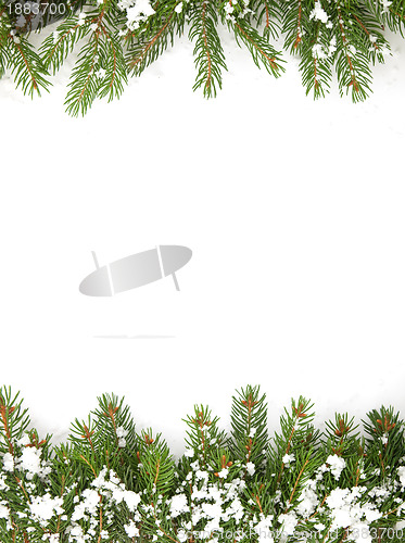 Image of Christmas framework with snow isolated on white background