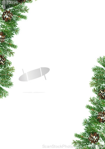 Image of Christmas framework with snow isolated on white background