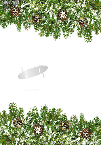 Image of Christmas framework with snow and cones