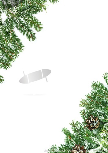 Image of Christmas framework with snow isolated on white background