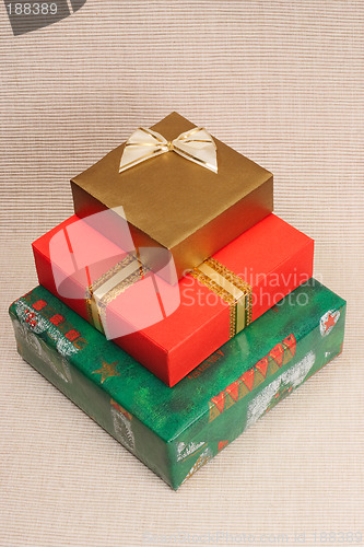 Image of Pile of three gift boxes