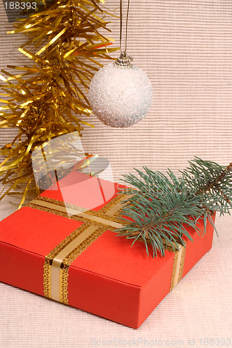 Image of Christmas decoration and gift box