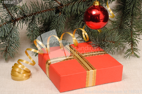 Image of Christmas decoration and gift box