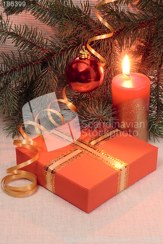 Image of Christmas decoration and gift box