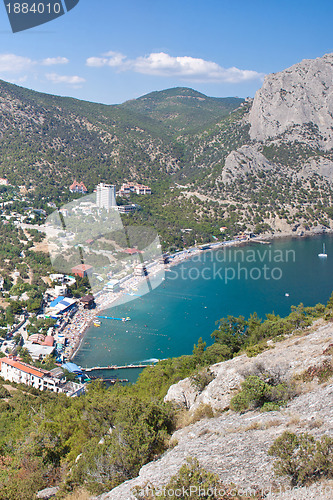 Image of Summer view seacoast. Sudak beach. Black Sea, Ukraine