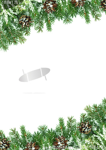 Image of Christmas framework with snow isolated on white background