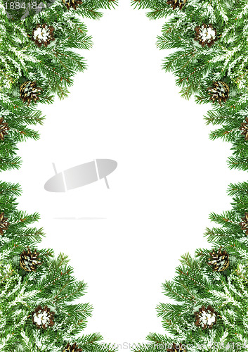 Image of Christmas framework with snow and cones
