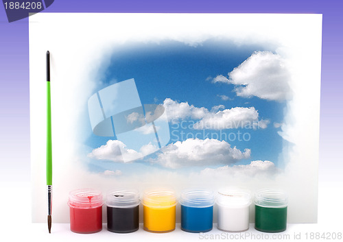 Image of Paints with paintbrush