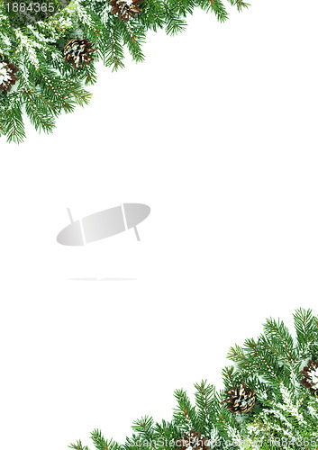 Image of Christmas framework with snow isolated on white background