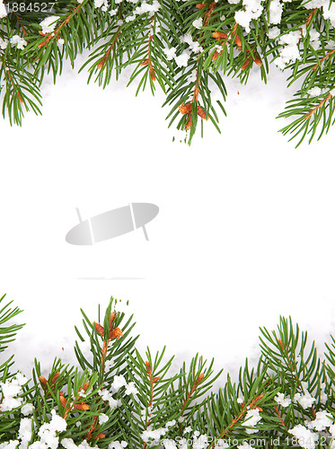 Image of Christmas framework with snow isolated on white background