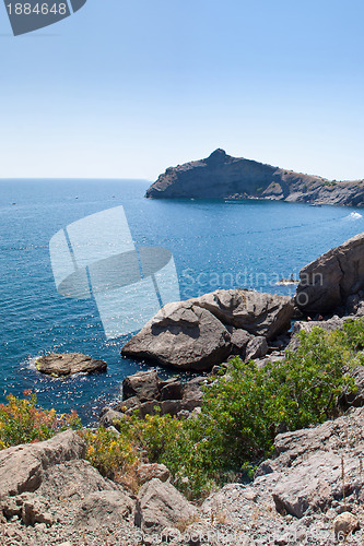 Image of Summer view seacoast. Sudak beach. Black Sea, Ukraine