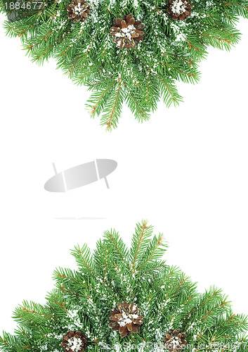 Image of Christmas framework with snow and cones