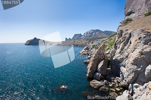 Image of Summer view seacoast. Sudak beach. Black Sea, Ukraine