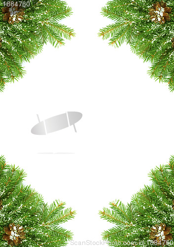 Image of Christmas framework with snow and cones