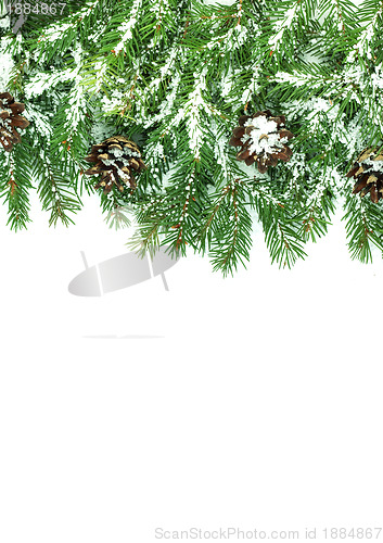 Image of Christmas framework with snow and cones