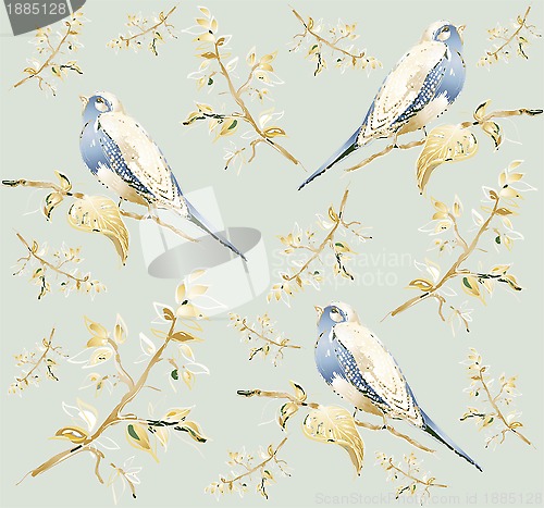 Image of Seamless background. Illustration of birds.	