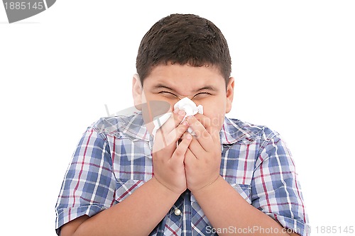 Image of A young boy with a cold 