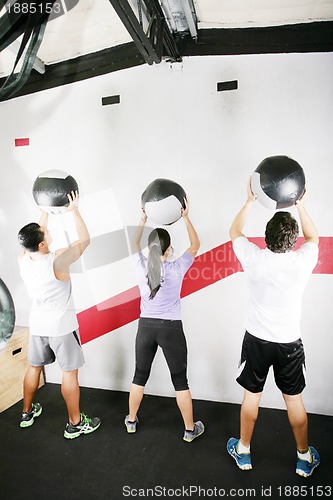 Image of Man and Woman Doing Crossfit on gym. Crossfit Series 