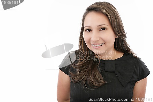 Image of Portrait of young woman with brackets