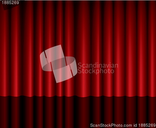 Image of Closed red theater curtain background with reflection , EPS10