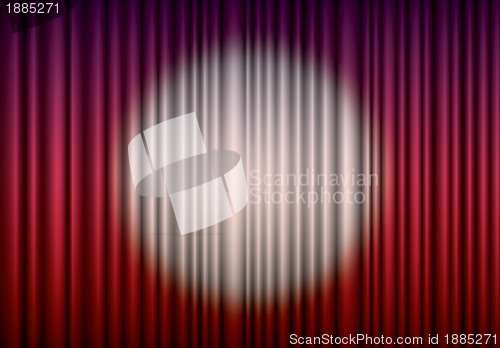 Image of Closed red theater curtain with spotlight in the center, EPS10